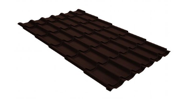 Металлочерепица классик GL 0,5 GreenCoat Pural Matt RR 887 шоколадно-коричневый (RAL 8017 шоколад) купить в Оренбурге
