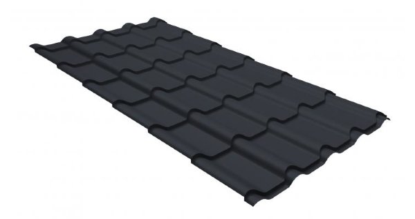 Металлочерепица камея GL 0,5 GreenCoat Pural matt RR 23 темно-серый (RAL 7024 мокрый асфальт) купить в Оренбурге