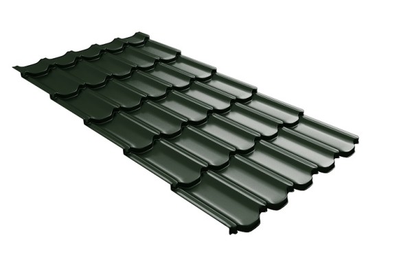 Металлочерепица квинта плюс с 3D резом 0,5 GreenСoat Pural Matt RR 11 темно-зеленый (RAL 6020 хромовая зелень) купить в Оренбурге