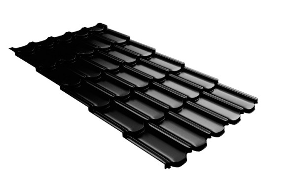 Металлочерепица квинта плюс с 3D резом 0,5 GreenСoat Pural Matt RR 33 черный (RAL 9005 черный) купить в Оренбурге