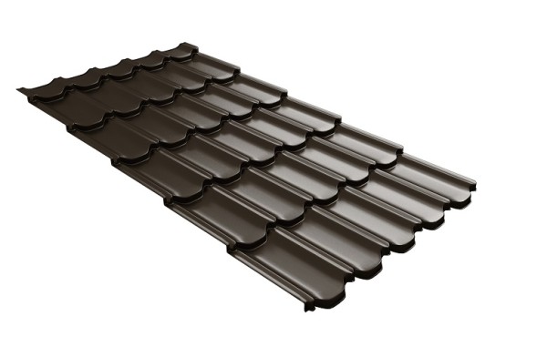 Металлочерепица квинта плюс с 3D резом 0,5 GreenСoat Pural RR 32 темно-коричневый (RAL 8019 серо-коричневый) купить в Оренбурге