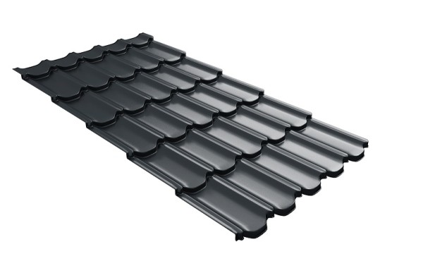 Металлочерепица квинта плюс с 3D резом 0,5 Satin RAL 7016 антрацитово-серый купить в Оренбурге
