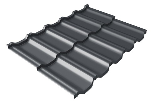 Металлочерепица модульная Квинта Uno Grand Line c 3D резом 0,45 Drap RAL 7024 мокрый асфальт купить в Оренбурге