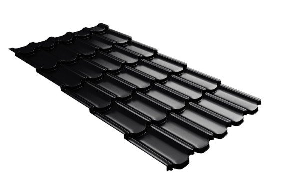 Металлочерепица квинта плюс с 3D резом 0,5 Satin Мatt RAL 9005 черный купить в Оренбурге